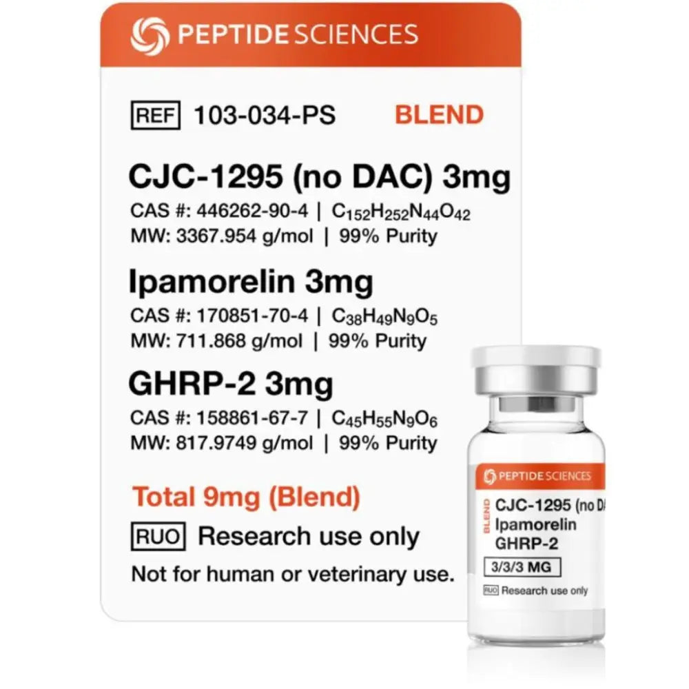 CJC-1295 (no DAC), Ipamorelin, GHRP-2 9mg (Blend) - Peptide Sciences