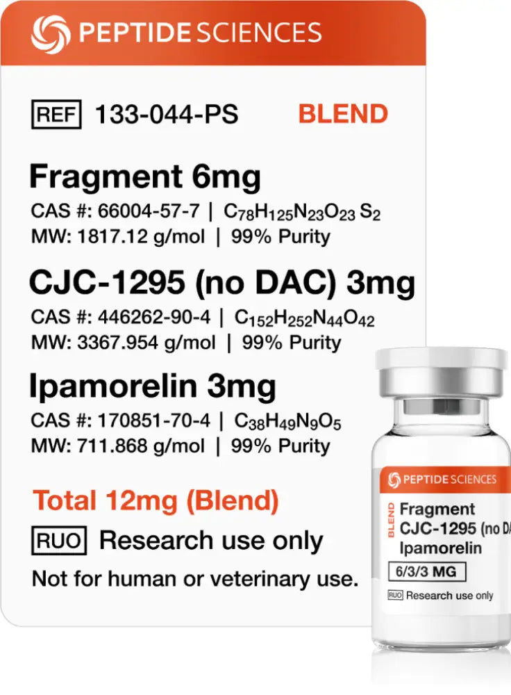 Fragment CJC-1295 (No DAC) Ipamorelin 12mg (Blend) - Peptide Sciences - Peptídeo