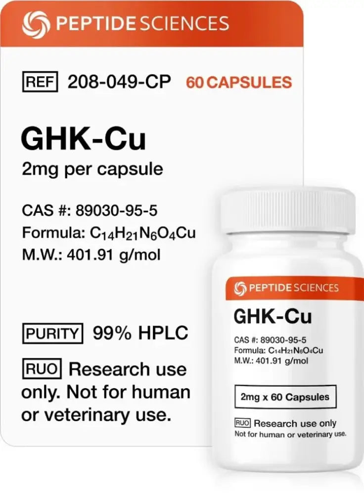 GHK-Cu (2mg x 60 Cápsulas) (Tripeptídeo de Cobre) - Peptide Sciences - Peptídeo