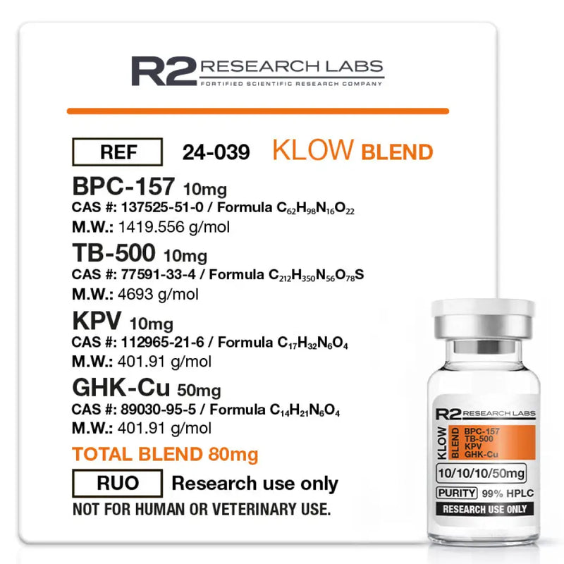 KLOW 80mg Blend (Liofilizada) com Água Bacteriostática - R2 Research Labs - Peptídeos
