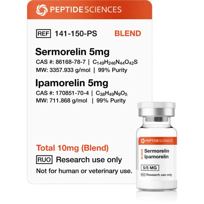 Sermorelin, Ipamorelin 10mg (Blend) - Peptide Sciences Sermorelin, Ipamorelin 10mg (Blend) - Peptide Sciences