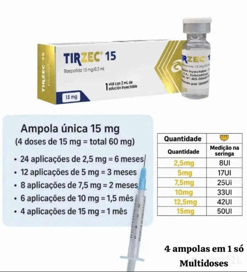 tirzepatide brasil Tirzec Tirzepatida 15 mg - com 4 Doses - Quinfa