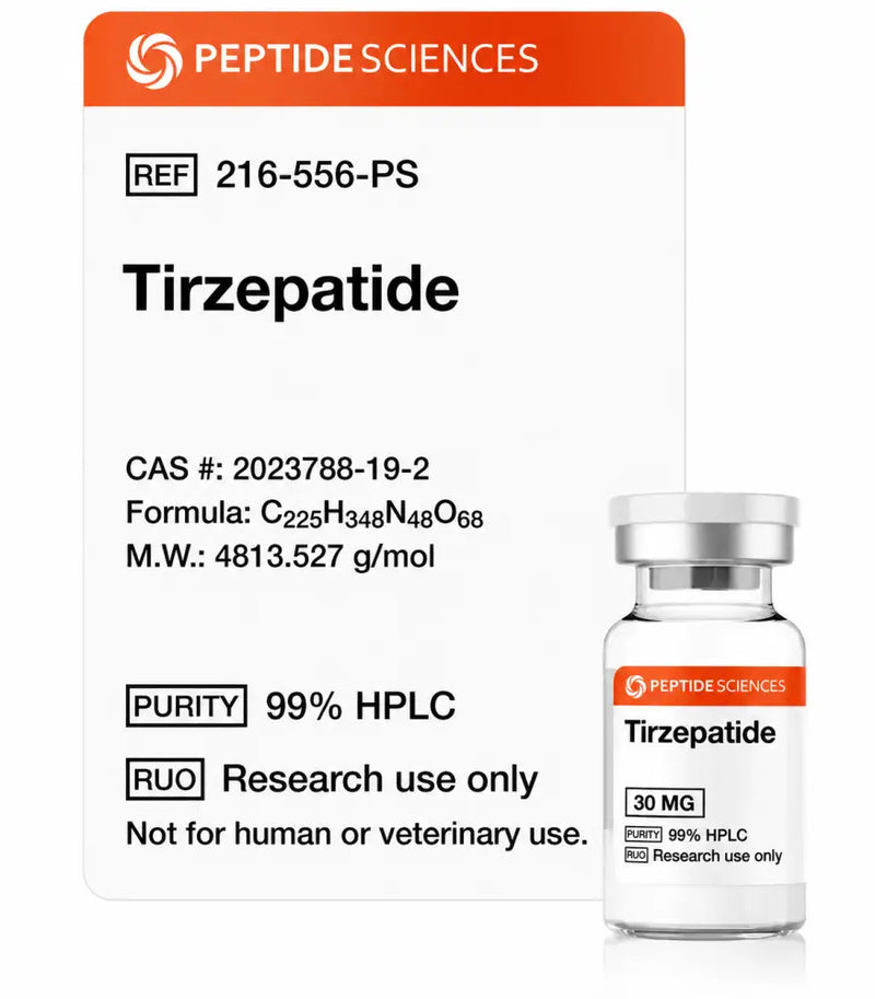 Tirzepatide 30mg (Liofilizada) com Água Bacteriostática - Peptide Sciences - Peptídeo